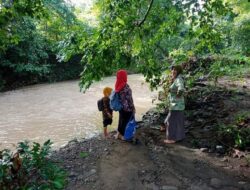 Jembatan Penghubung Terputus, Puluhan Guru Nekad Menyabung Nyawa di Tengah Deras Air Sungai